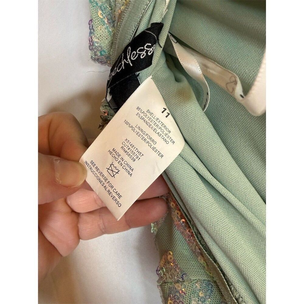 Speechless Womens Strapless Gown Size 11 Mint Green Sequin Maxi Prom Formal - Picture 10 of 11